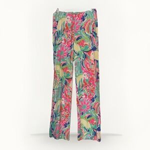 Lilly Pulitzer Pants Women S Tropical Parrot Print Palazzo Wide Leg Beach Resort